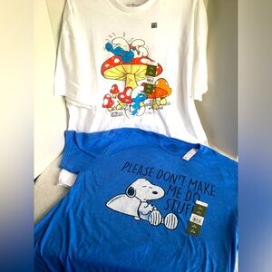 Smurfs/Snoopy Graphic T-shirts Size X-Large NWT